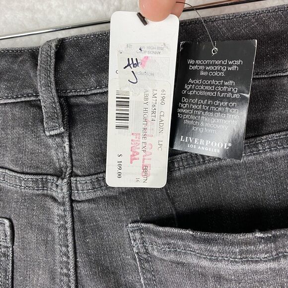 NWOT Liverpool Jeans Womens 16/33 Gray Abby High Rise Crop Skinny Button Fly - Picture 8 of 16